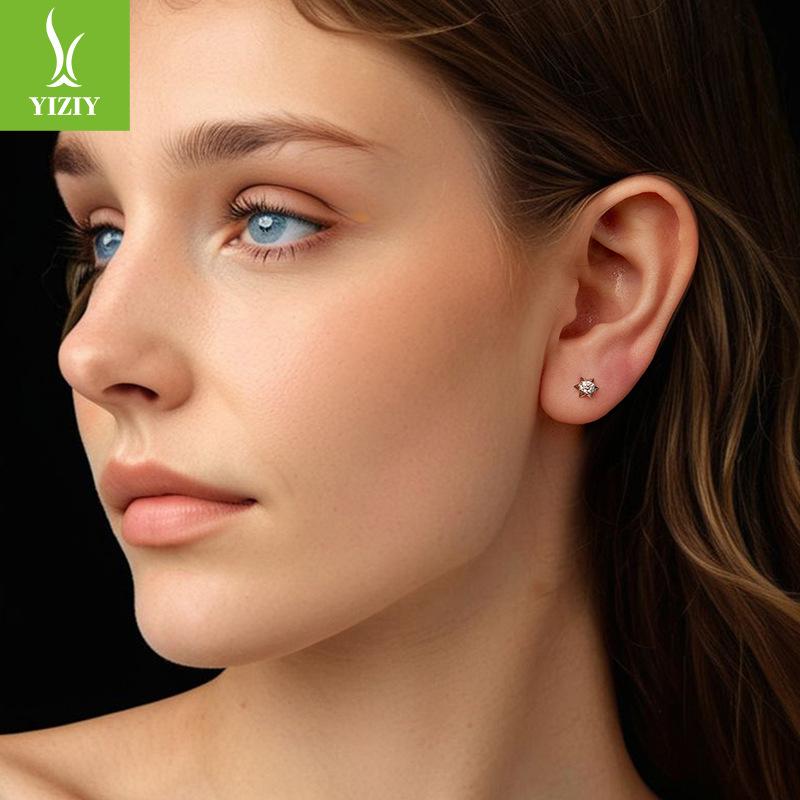 Personalized Hexagram Moissanite Stud Earrings Classic Star S925 Sterling Silver Threaded Stud Earrings