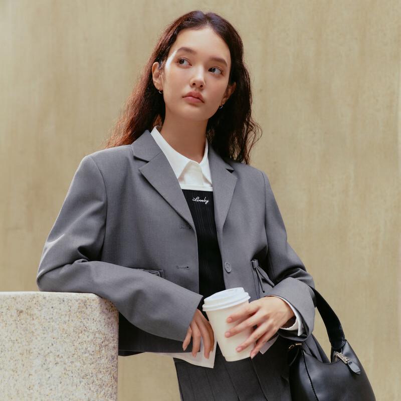 Короткий пиджак Ledin Grey Collection с карманами и лацканами-«шаль» XS/150