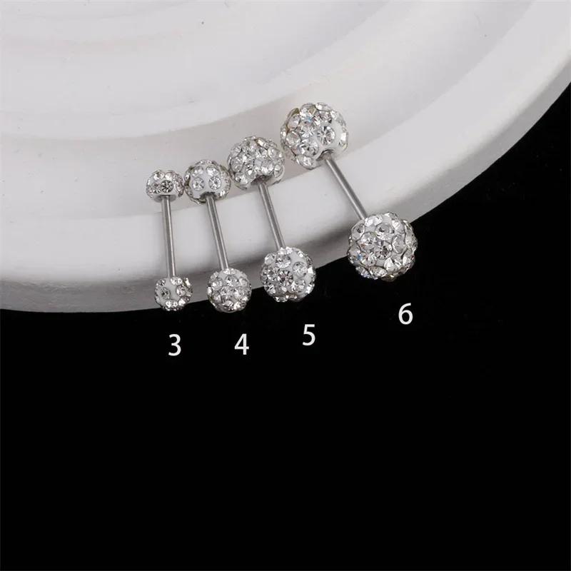 Trend Unisex Women Men Round Ball Crystal Zircon Studs Earrings Fashion Shiny Cartilage Piercing Zircon Wholesale