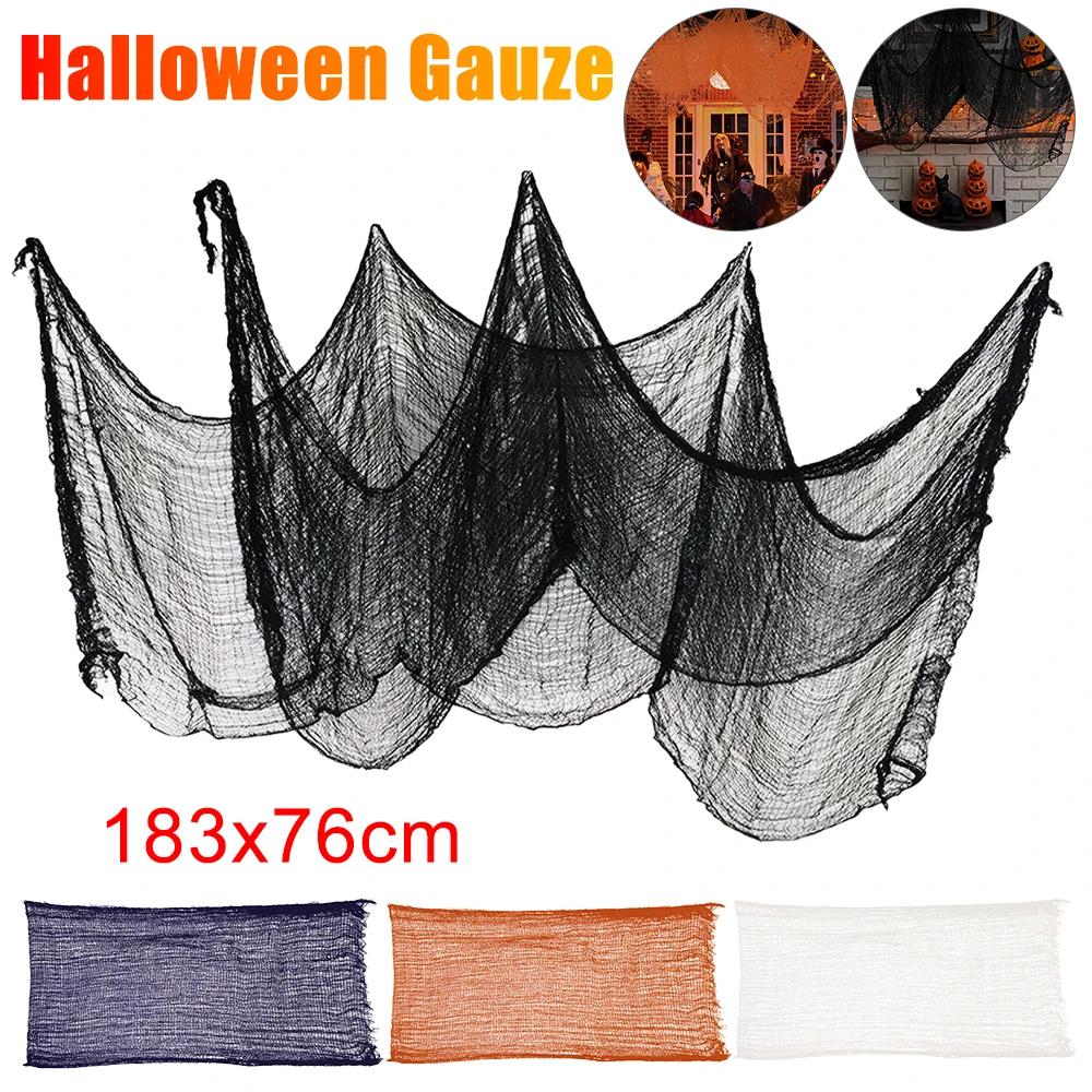 Halloween Decoration Black Gauze 183x76cm Artificial Spider Web For Haunted House Decor DIY Creepy Cloth Home Decor Party Props