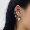 Fashion Sliver Asymmetric Star Chain Integrated Tassels Earring for Women 2023 Trend Crystal Drop Earring Y2K Jewelry