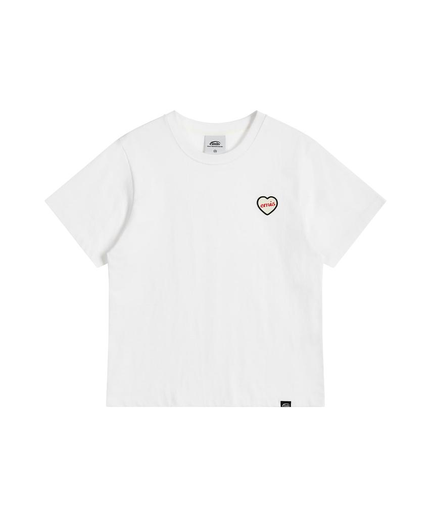 Imiseu (W) Heart Rubber Patch T-Shirt-White