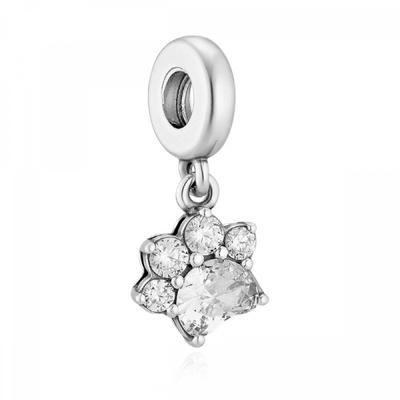 PAndora 792247c01 Funkelnder Haustier-Pfotenabdruck Anhänger und baumelnder Silber-Charm