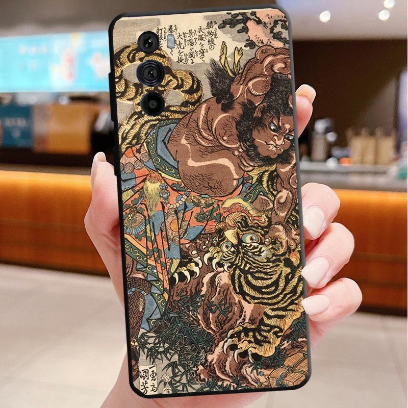 Case For Motorola Edge 50 40 Pro 60 50 40 30 Ultra Neo Fusion G85 G72 G53 G54 G84 G13 G32 Ukiyo-e Art Panther Leopard Tiger