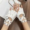 Anti-Slip Rivets Belt Wrist Gloves Cool Fingerless Mittens Half Finger Gloves  Party