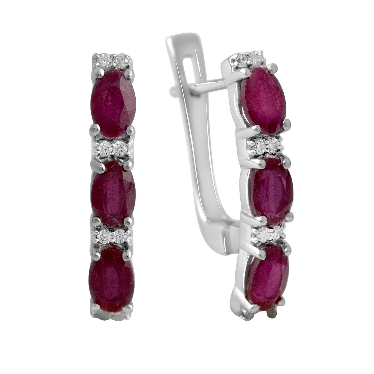 

Срібні сережки з аметистом і фіанітами. (2140511) rubine червоний колір