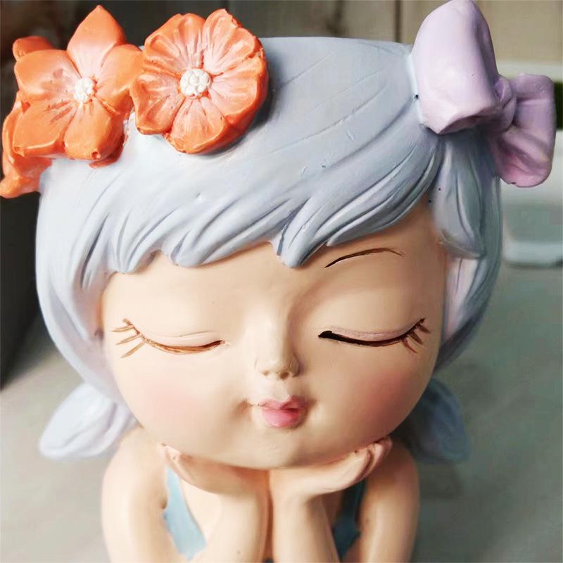 Nordic Style Resin Fairy Flower Pot - Cute Cartoon Succulent Desktop Ornament.