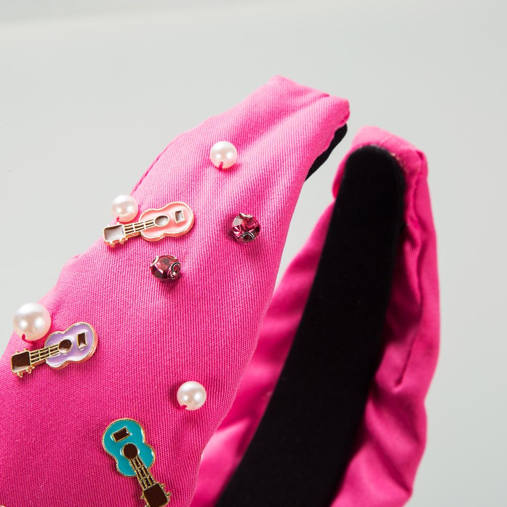 European and American Fashion Baroque Guitar Accessories Headband Fabric Hand Sewn Gemstone Pearl High Skull Hair Accessories
