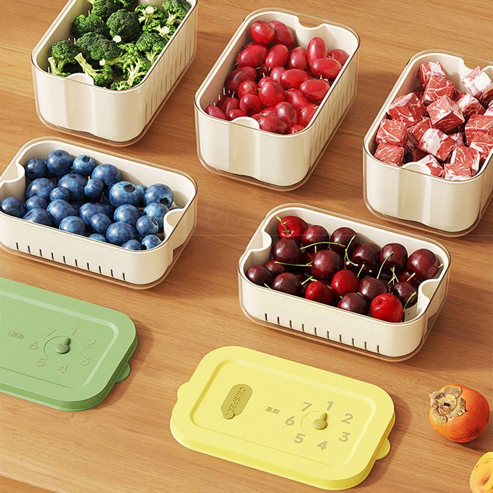 Record Time Vegetable Fruit Crisper Case Fresh-keeping Vegetable Washing Basin  Fridge
