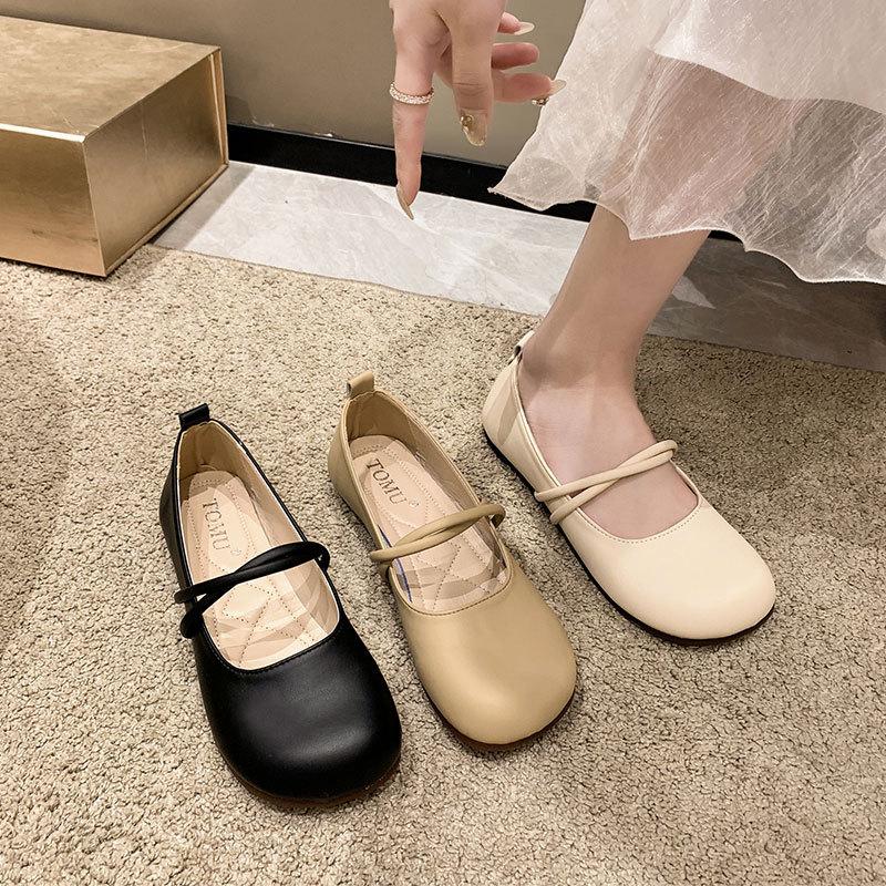 Evening Breeze Gentle Soft Sole Mary Jane Single Shoes Summer New Retro Shallow Mouth Versatile Lazy Bean Shoes