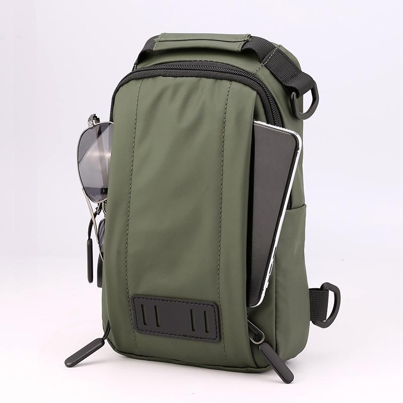 Men's Fashionable Waterproof Nylon Chest & Shoulder Bag with Charging Feature