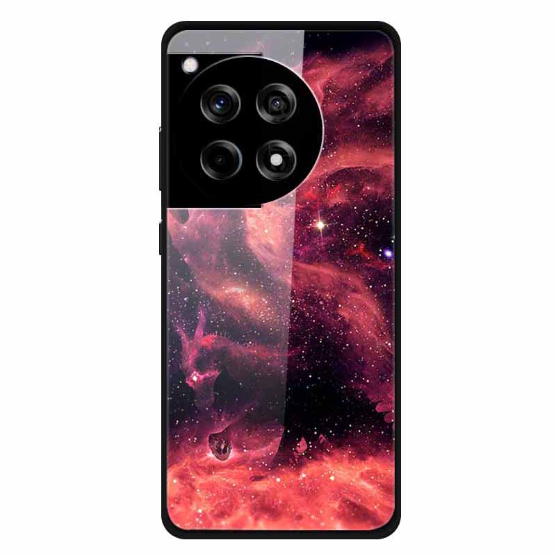 For OnePlus 12R 5G/Ace 3 5G Case Stylish Pattern PC+TPU+Tempered Glass Cell Phone Cover