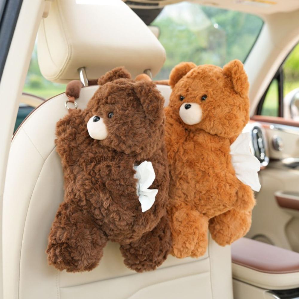 Cartoon Car Tissue Box Universal Napkin Organizer Dispenser Plush Bear Tissue Holder  Kids