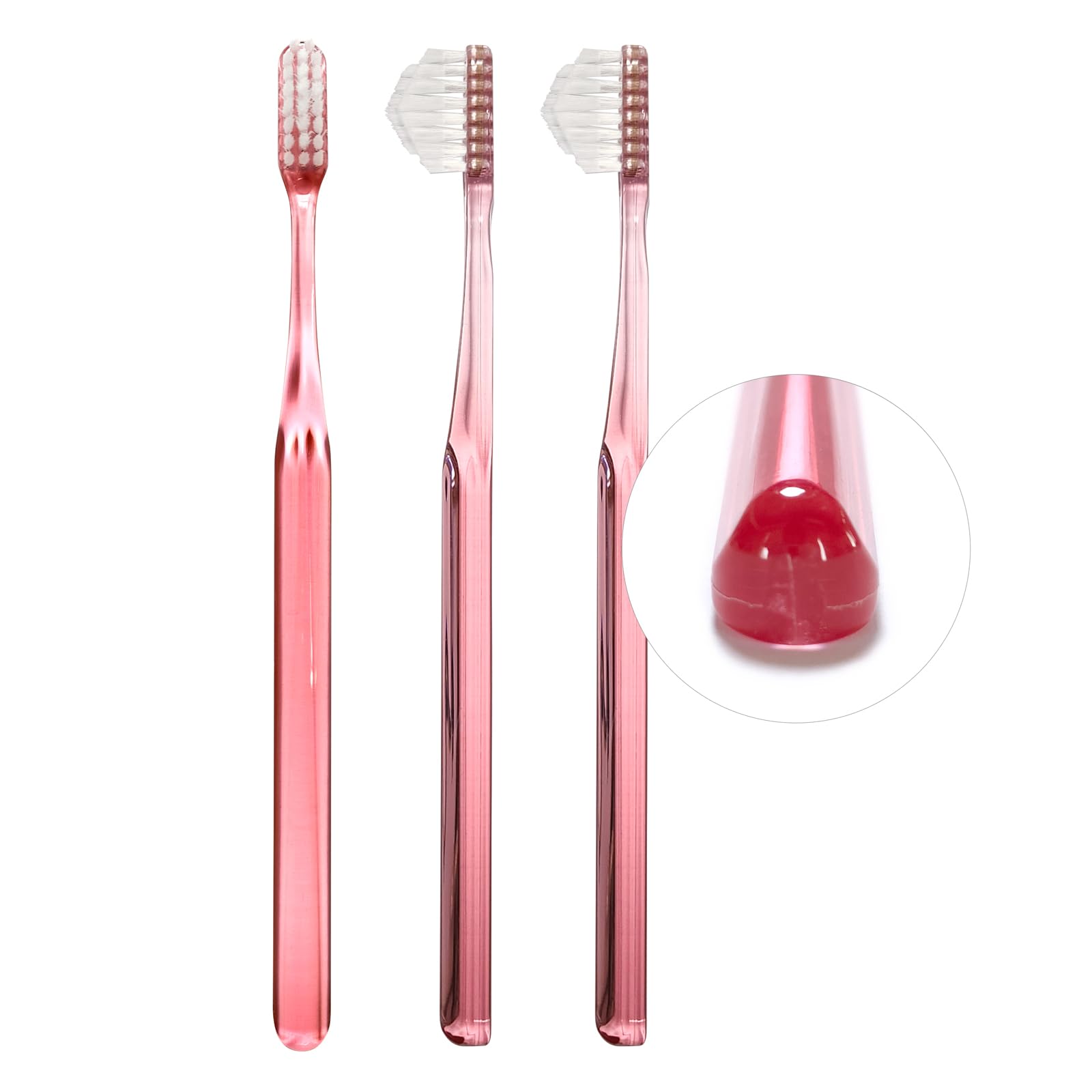 

Miracle Oral Care Miracle Toothbrush 2025 New Version Normal Pyramid Shape Pink Set (Triangle Handle) 3-Piece