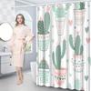 1pc Cactus & Plant Shower Curtain - Pastel Pots, Heart Background, Vintage Style, 70x70", Polyester, 12 Hooks, Washable