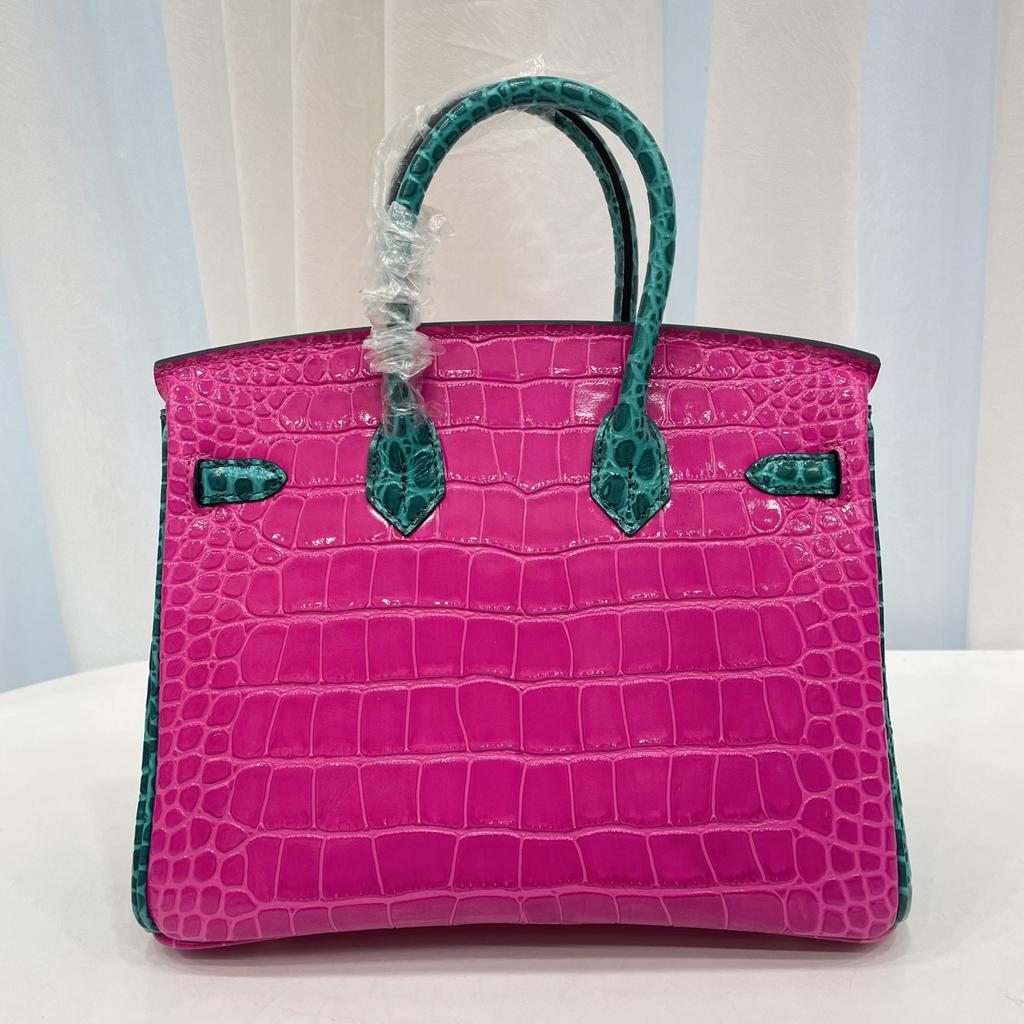 2025 Explosive Color Matching American Crocodile Pattern Platinum 25/30. Full-pair Version Strapless High-end Fashion Portable Women's Bag