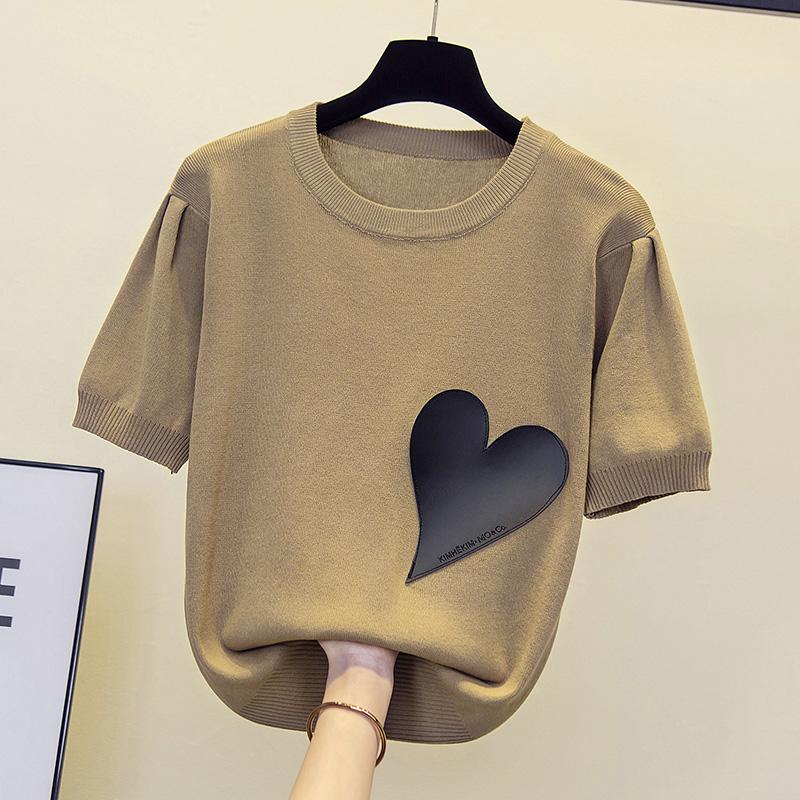 

Весна Лето Ледяной Шелковый Вязаный Свитер Топ Женский Трикотажный Пуловер С Коротким Рукавом Женские Свободные Топы с О-Образным Вырезом L хаки