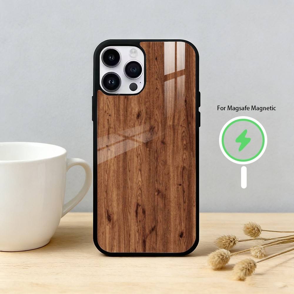 N-Natural Wood Phone Case For iPhone 17,16,15,14,13,12,Plus,Pro,Max For Magnetic Wireless Charge
