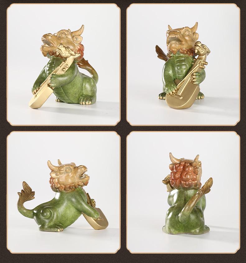 Brass Dragon's Nine Sons Ornament: Handcrafted Living Room and Office Decor, Perfect Housewarming Gift for Attracting Wealth