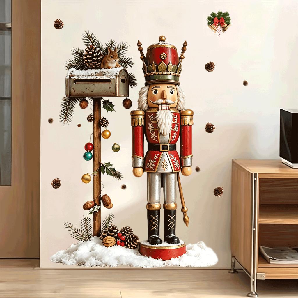 Nutcracker Soldier Self-Adhesive Wall Stickers for Bedroom Wall - Decorative Paper for Festival Atmosphere