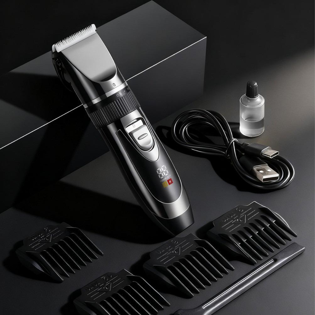 Rechargeable Professional LCD Hair Clipper Set with Digital Display for Salon and Bald Head Shaving