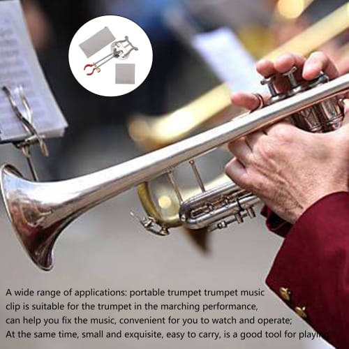 Bstinay Trumpet Lyre Sheet Clip, Music Score Holder for Marching Band, Metal, Silver