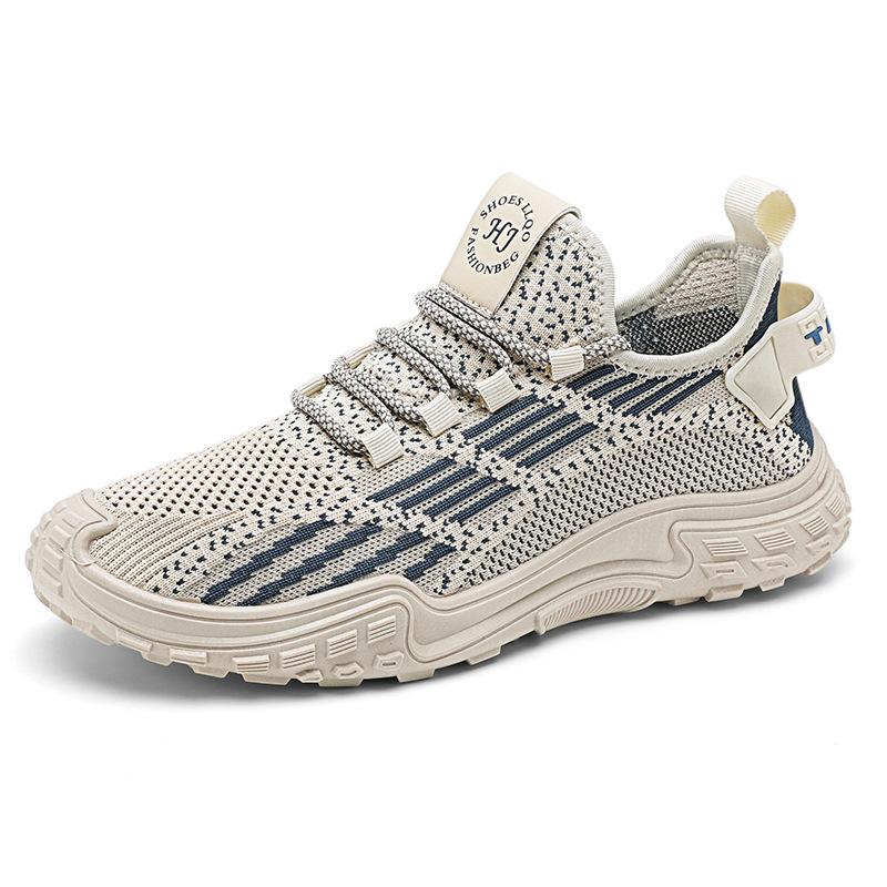 Men's shoes summer breathable mesh fly-woven soft-soled tide shoes simple and light sports and leisure commuting non-slip thin tide shoes