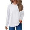 Women's Fashion Loose Round Neck T-Shirt Solid Color Casual Long Sleeve Top