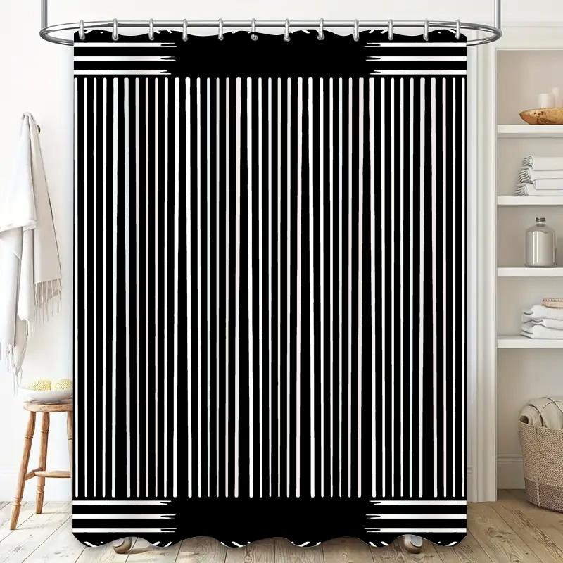 Elegant Black Gold Shower Curtain Luxurious Bath Decor for Bathroom Geometric Pattern Windowpane Print Waterproof Fabric 72 x 84