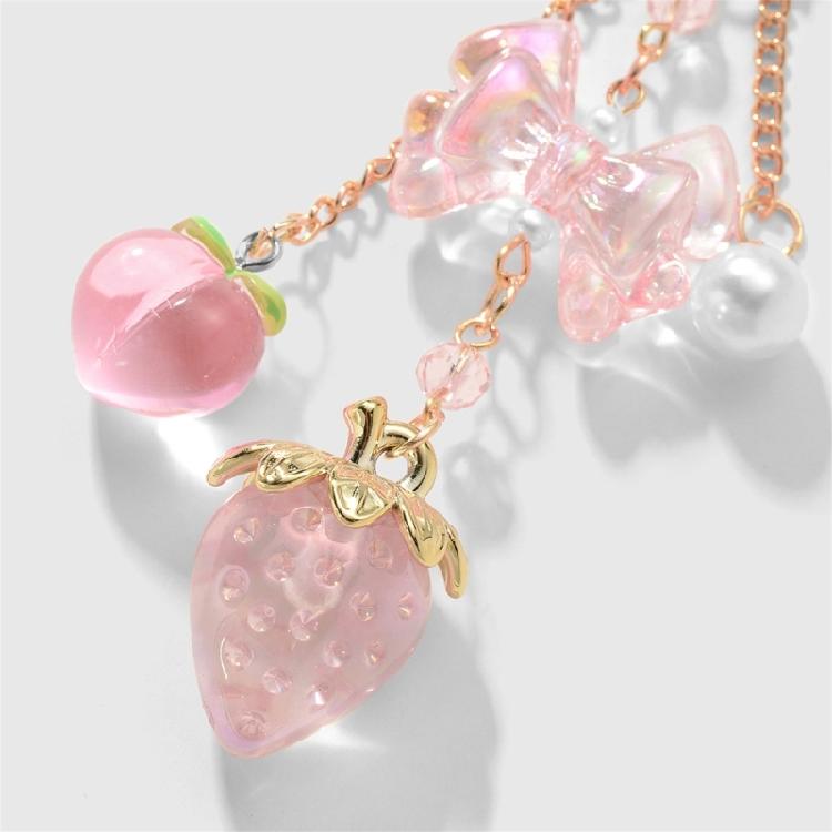 Eye Catching Resin Fruit Keychain With Bows Detachable Bag Charm Cute Fashion Gift Elegant Bags Pendant for Women