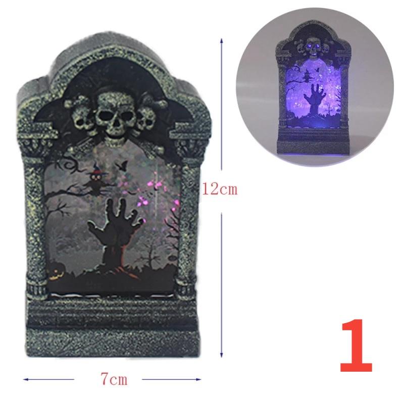 1PC Halloween Festival Tombstone Light LED Colorful Night Lamp Haunted House Bar Decoration Props