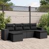 Vidaxl 6-Cz. Set di Mobili da Giardino con Cuscini, Polyrattan Nero