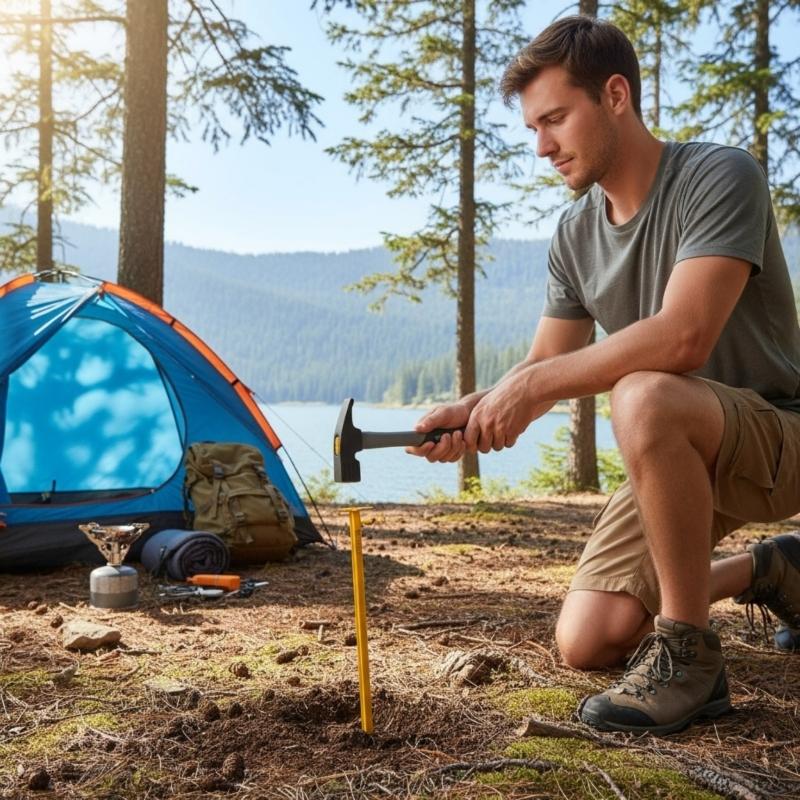 Heavy Duty Camping Hammer Carbon Steel Claw Hammer for Outdoor Tent Ergonomic Grip Camping Hammer Outdoor