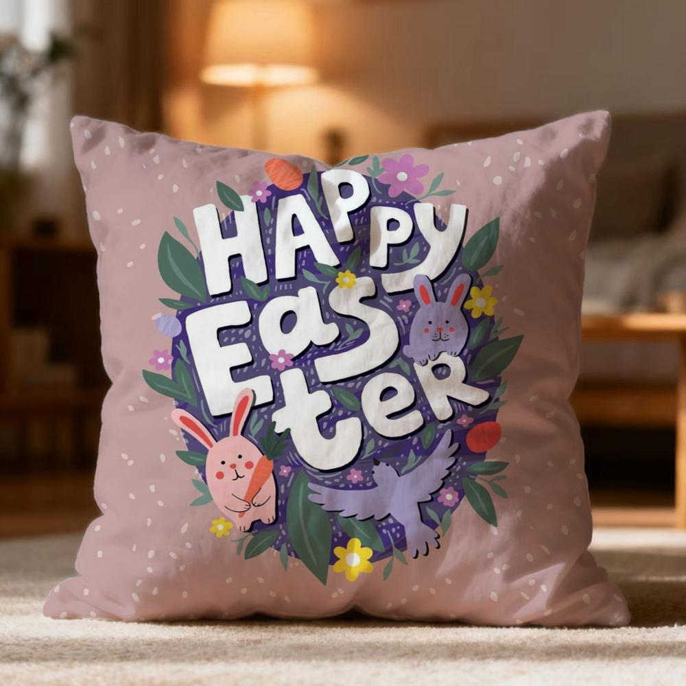 Fashion Easter Cushion Cover Soft Washable Pillow Case Multi-Scene for Couch Bed Travel Office Use
