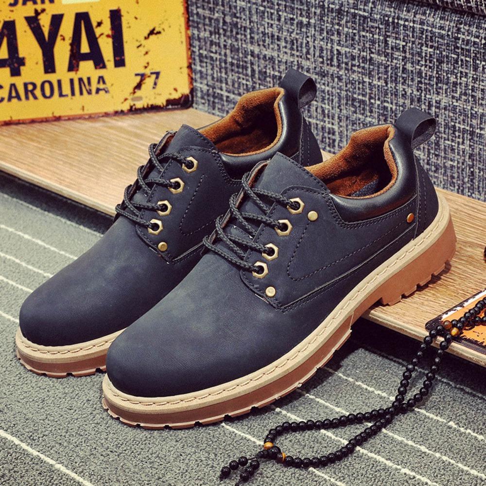 Mens Leather Shoes British Style Work Boots Fashion Casual Big Head Derbies Spring Autumn Shoes for Men