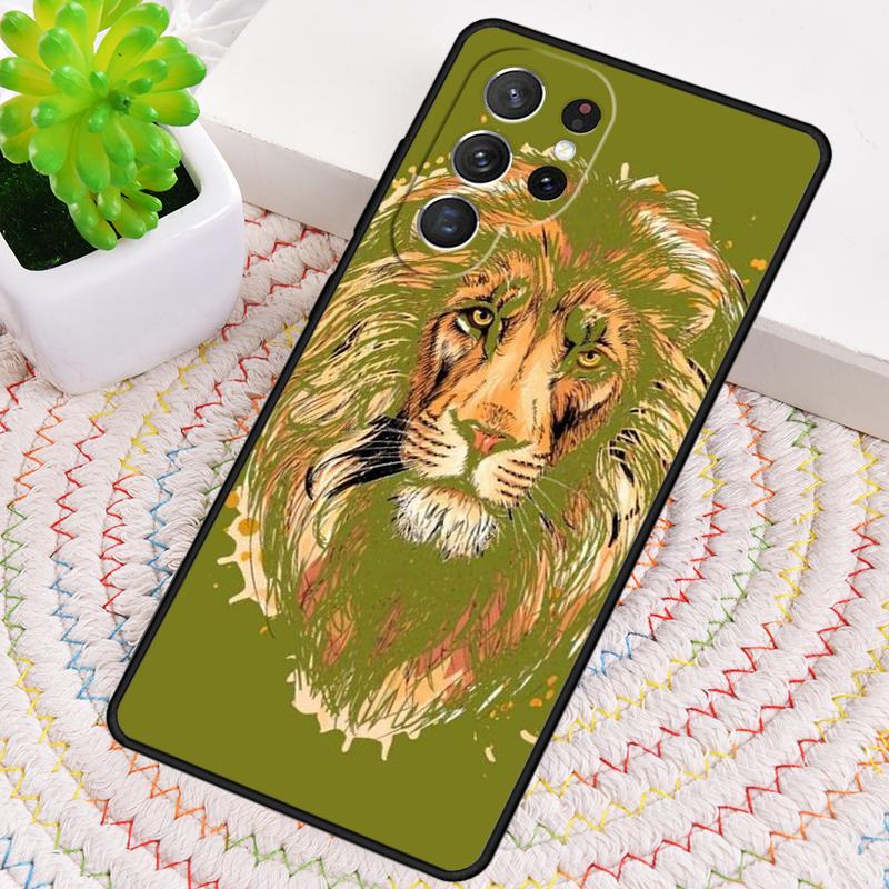 Alpha King Lion Drawn Art Phone Case for Samsung Galaxy note 10 pro S26 Ultra S23 S24 FE S25 S21 S22 PLUS shockproof Cove