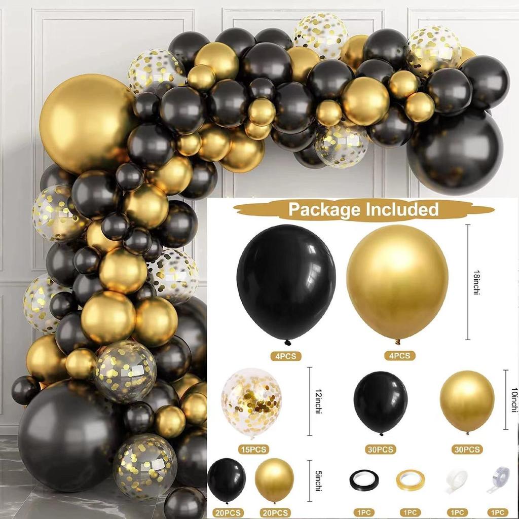 Black Gold Series Balloon Set for Birthday Party Decoration