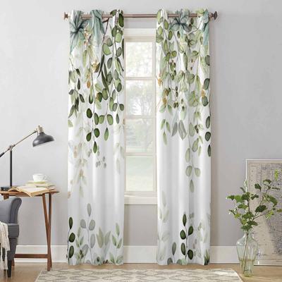 Tende da finestra astratte con foglie verdi salvia rami per soggiorno, camera da letto, tende da cucina moderne, tende