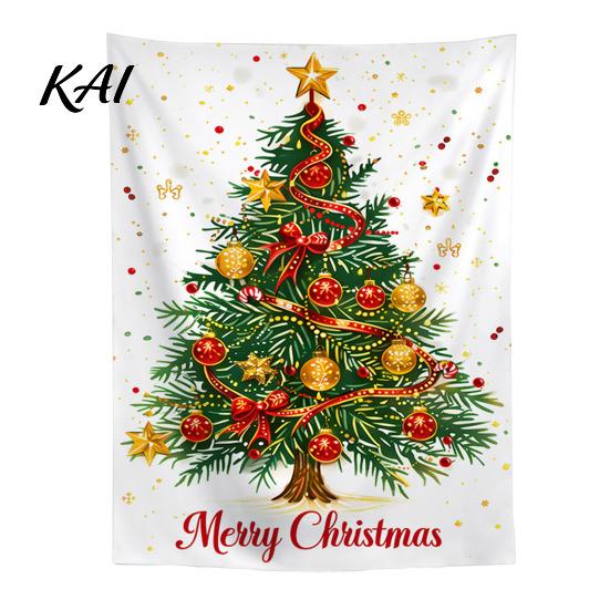 Wall Tapestry for Party Merry Christmas Tapestry, Hanging Fabric Backdrop, Xmas Tree Winter Holiday Art Living Room, Bedroom Decoration, 59"