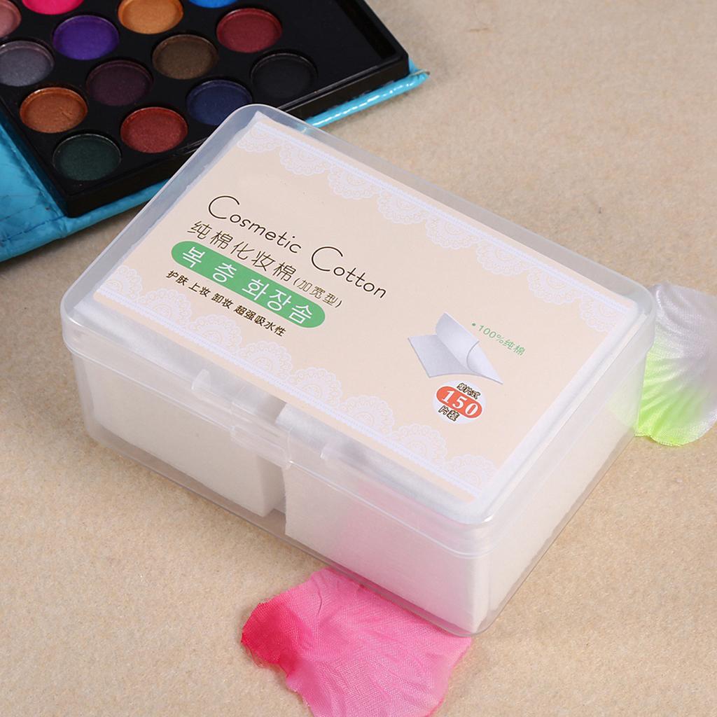 150PCS Cosmetic Cotton Pads Facial Makeup Wipes Nail Art  Polish Gel Tips Remover & Box