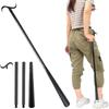 35" Long Handle Shoe Horn for Seniors Unisex Plastic Dressing Aid Stick with Sock Removal Tool Adjustable Extended Stick