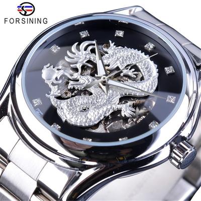Herrenmode Lässige Drachenuhr Ausgehöhlte mechanische Uhr
