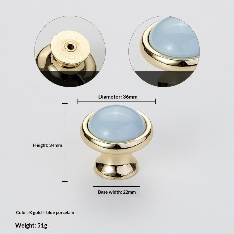 Modern Colored Ceramic Furniture Handle Golden Wardrobe Cabinet Handles Closet Door Knob Dressing Table And Drawer Pull Hardware
