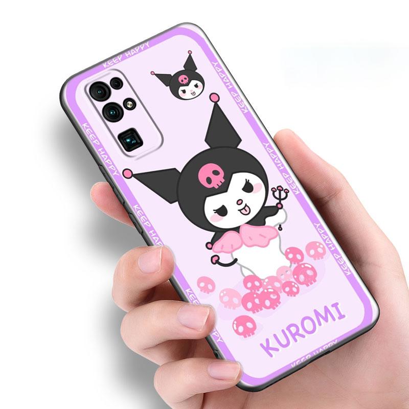 Kuromi Melody Černý Silikonový Kryt na Telefon Pro Honor 70 90 Lite X40 GT X50 i X5 Plus X6A X6S X7A X8A X8B X6 X7 X8 X9 4G X9A X9B 5G