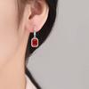 2026 Colored Treasure Ice Flower Cut High Carbon Diamond Square Earrings Plated with Real Gold Smart Luxury Ear Hook Ear Jewelry