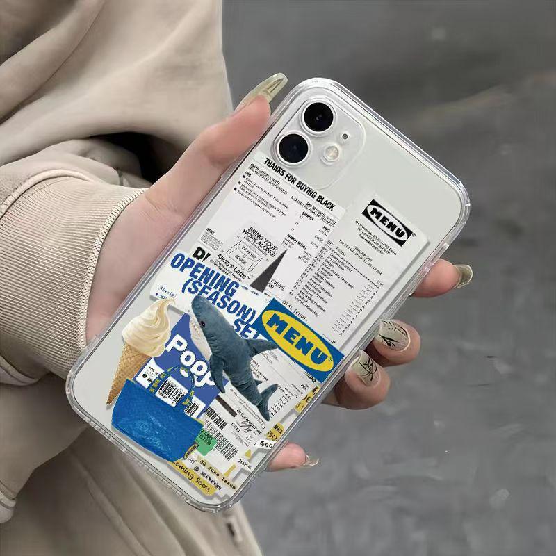 Ice Cream Cone Shark iPhone 17 Pro Max Compatible Soft Case for Apple 16/17 Pro, 15/14/13.