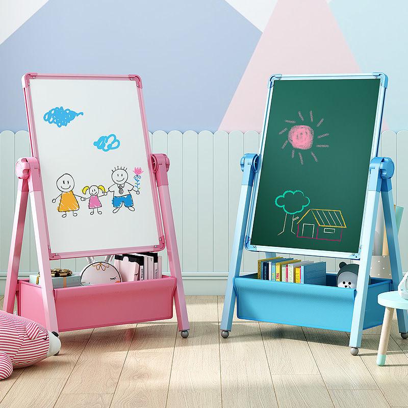 Kids' Double-Sided Magnetic Blackboard & Whiteboard: Erasable Drawing & Writing Stand with Coloring and Graffiti Features