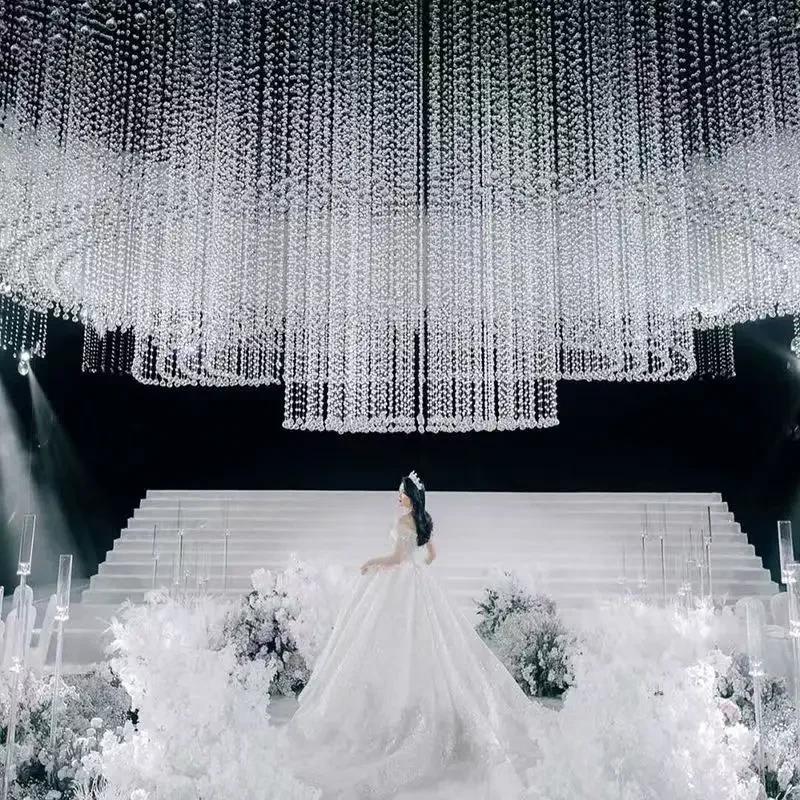 1M/3M Transparent Acrylic Crystal Window Christmas Party Decoration Garland Curtain Pendant Romantic Wedding Decoration