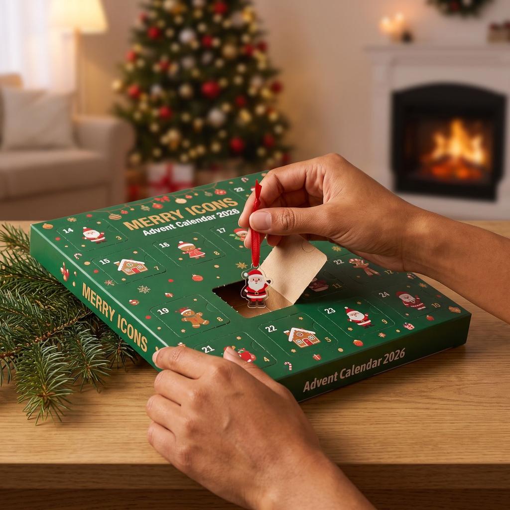 Adventskalender mit Acryl-Ornamenten - Weihnachts-Countdown-Geschenk für und Familie