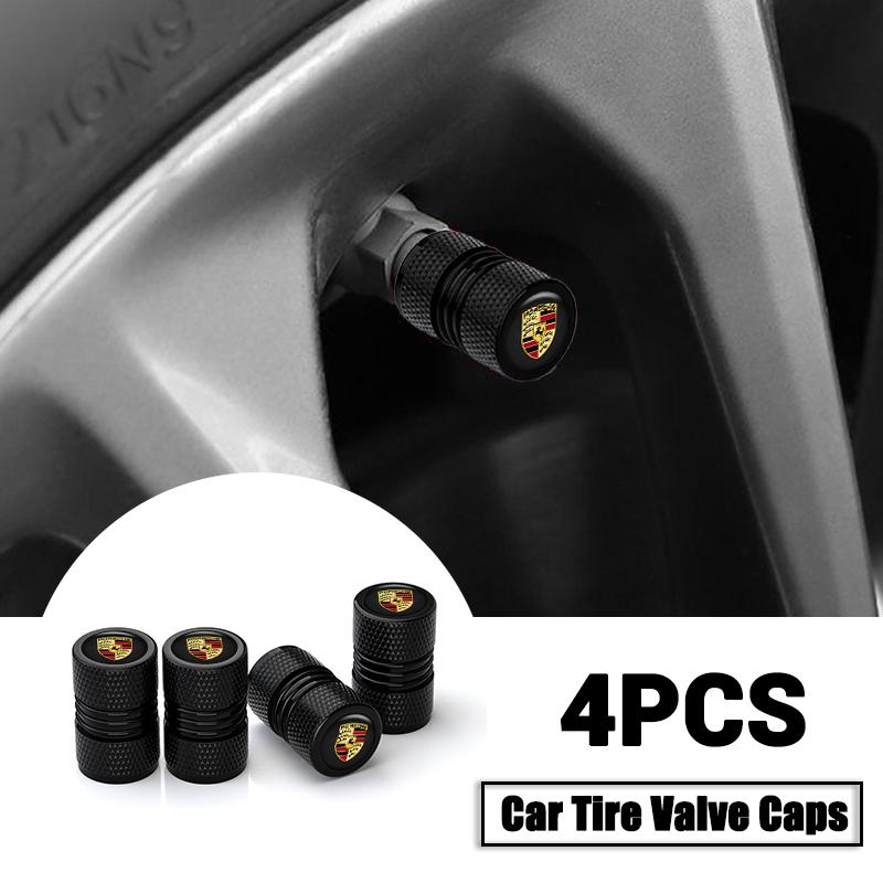 AENTC1 Sticker For Porsche Cayenne Panamera Macan 911 718 Taycan Boxster Cayman 944 Pajun Car Wheel Tire Valve Stems Caps Waterproof